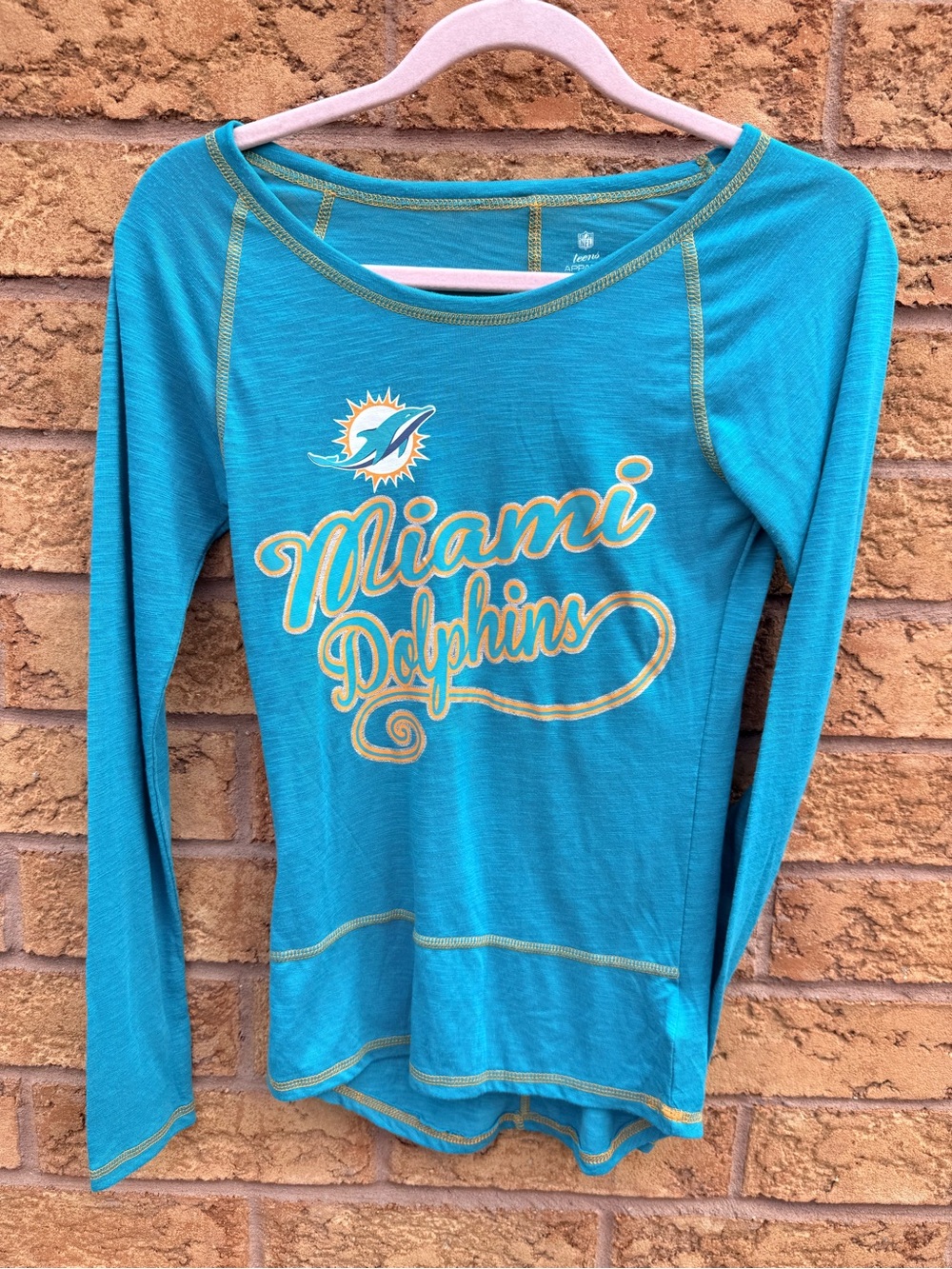 💫4/$25 • NFL Teens Apparel “Miami Dolphins” Aqua Scoopneck Long Sleeve Top